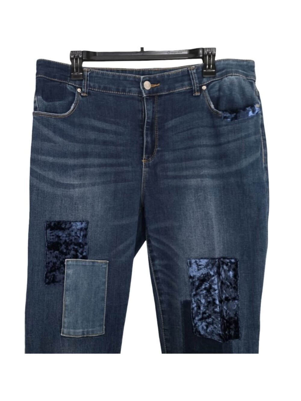 Women's - Chico's Cropped Velvet Patched Jeggings, Size 2.5 (14) - Picture 3 of 10